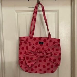 Kate Spade canvas Pink Polka Dot Tote Bag with Bow